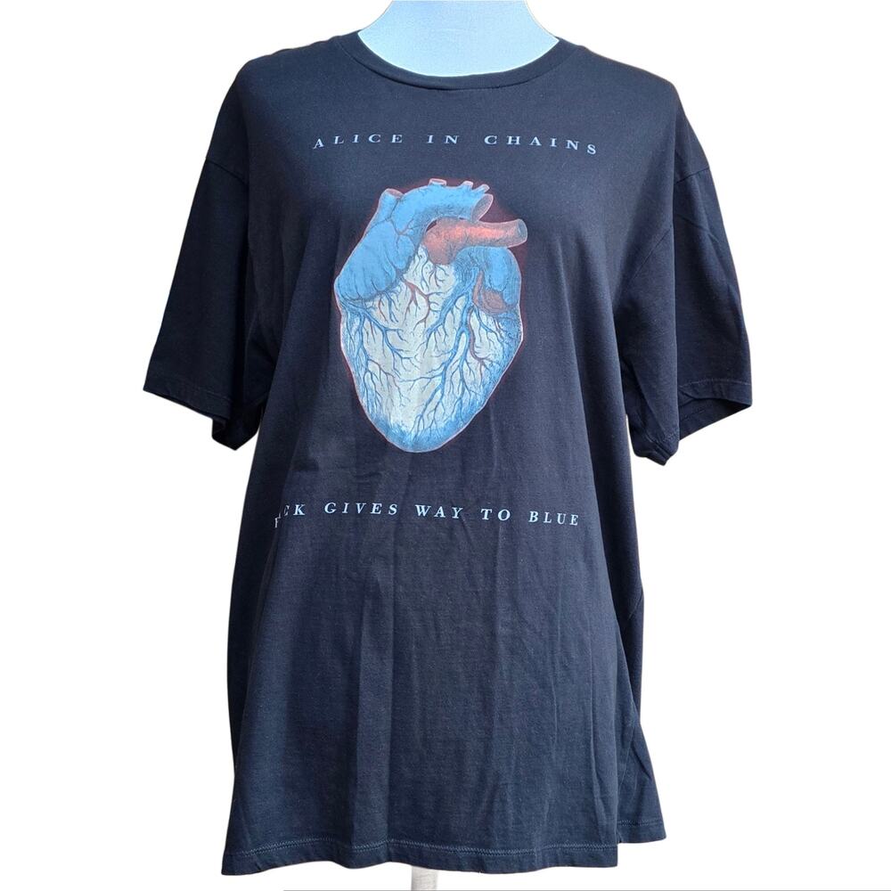 AiC Tshirt  XL Black Graphic Print Cotton Alice Chains Black Gives Way Blue 2010